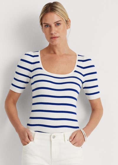 Women's Ralph Lauren Striped Puff-Sleeve Tops | 907534PDK